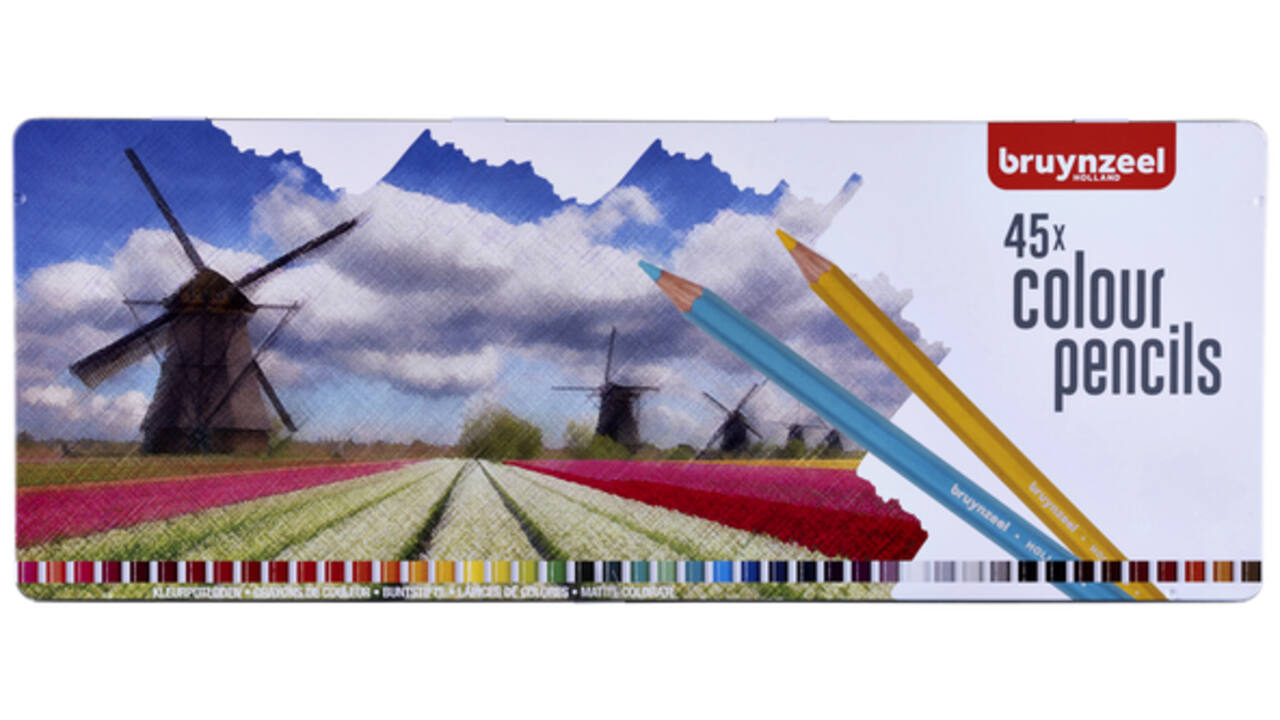 Kleurpotloden Bruynzeel Holland blik à 45 stuks assorti