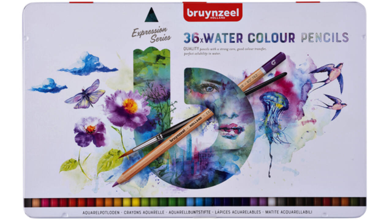 Kleurpotloden Bruynzeel aquarel Expression blik à 36 stuks assorti