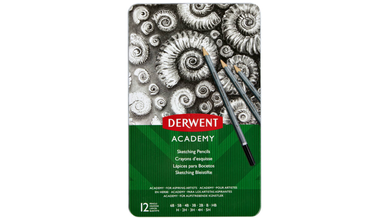 Potlood Derwent Academy 6B5H assorti hardheden blik à 12 stuks