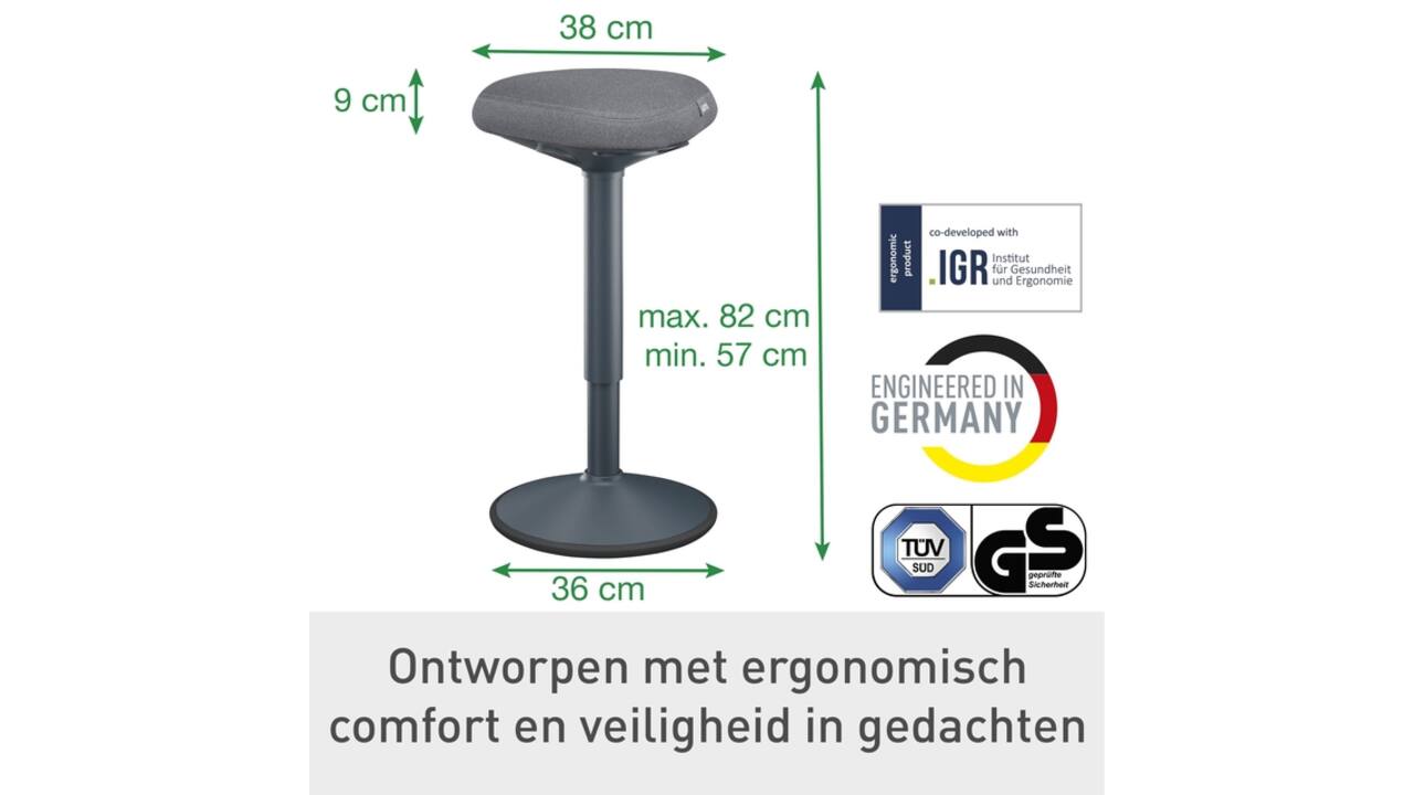 Actieve stakruk Leitz Ergo met comfortzitting