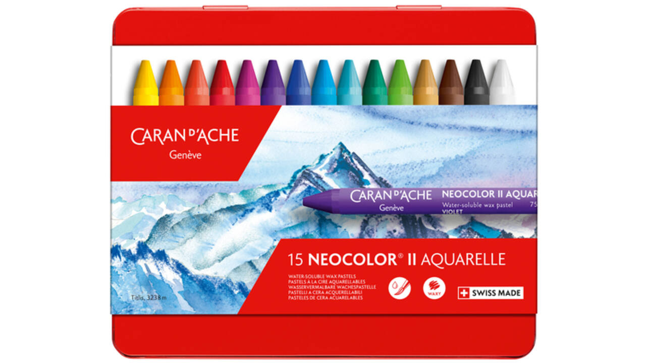 Waskrijt Caran d'Ache neocolor-II 15stuks assorti