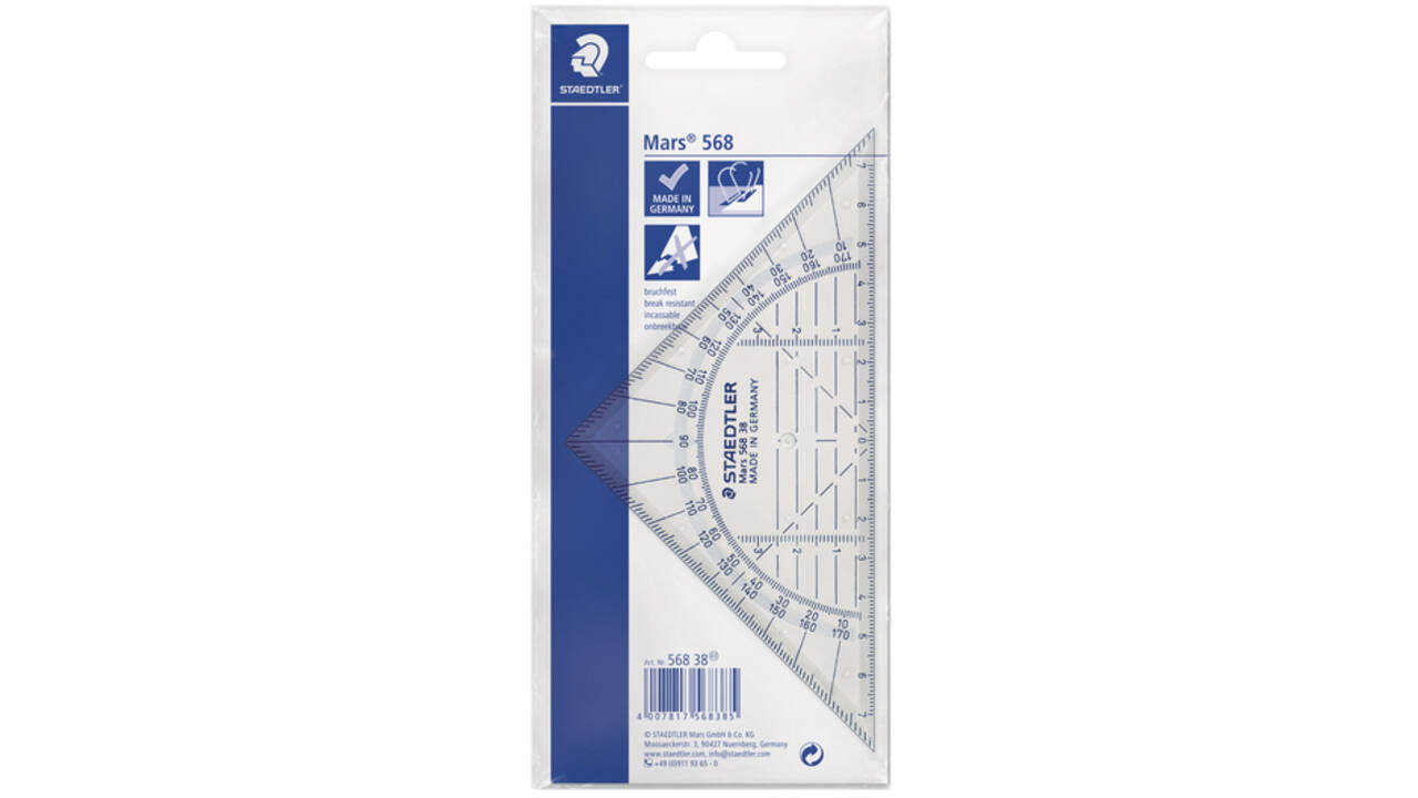 Geodriehoek Staedtler 568 160mm transparant