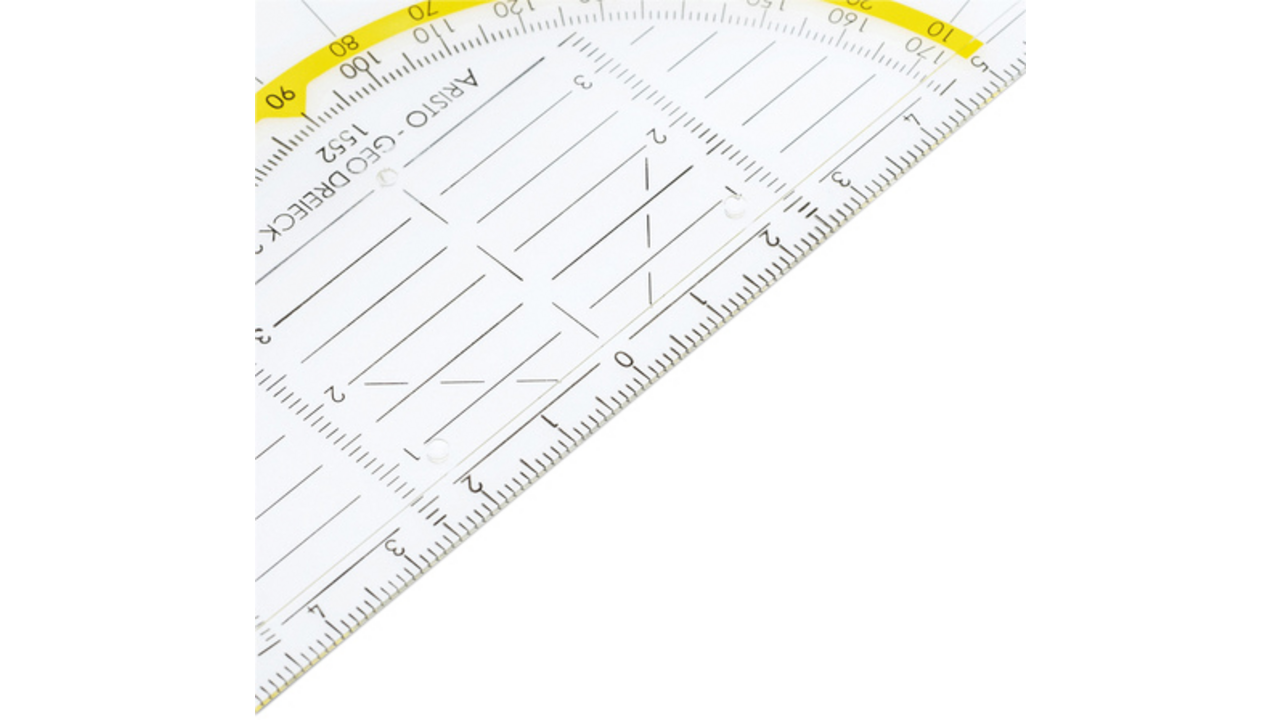 Geodriehoek Aristo 1552 160mm transparant met gele rand