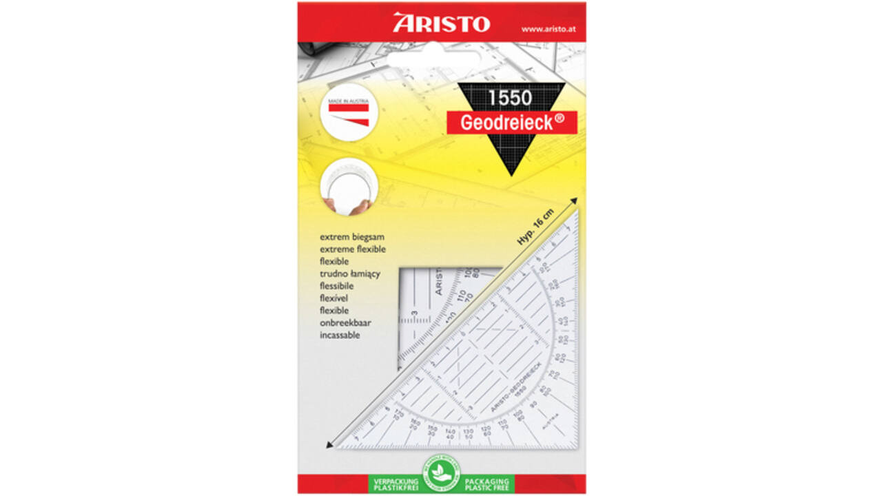 Geodriehoek Aristo 1550 160mm flexibel transparant