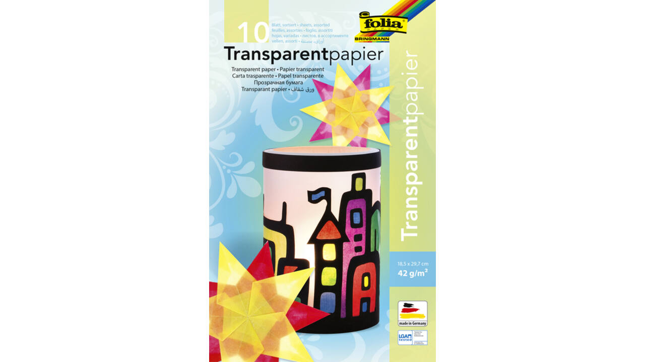 Transparant papier Folia 18.5x29.7cm 42gr 10 vel 10 kleuren