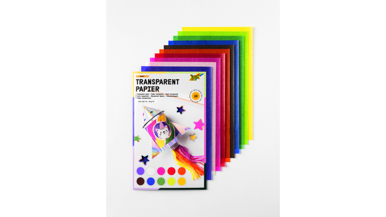 Transparant papier Folia 18.5x29.7cm 42gr 10 vel 10 kleuren