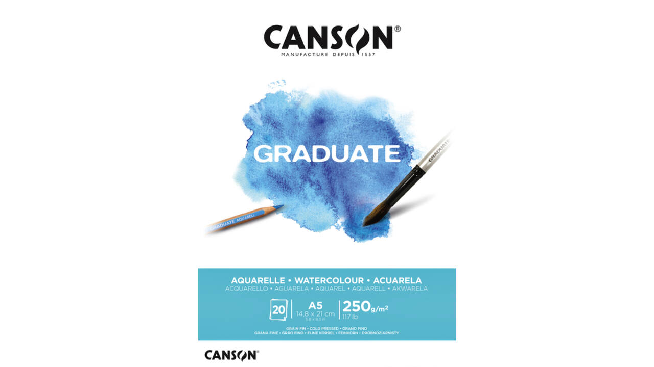 Aquarelblok Canson Graduate A5 250gr 20vel