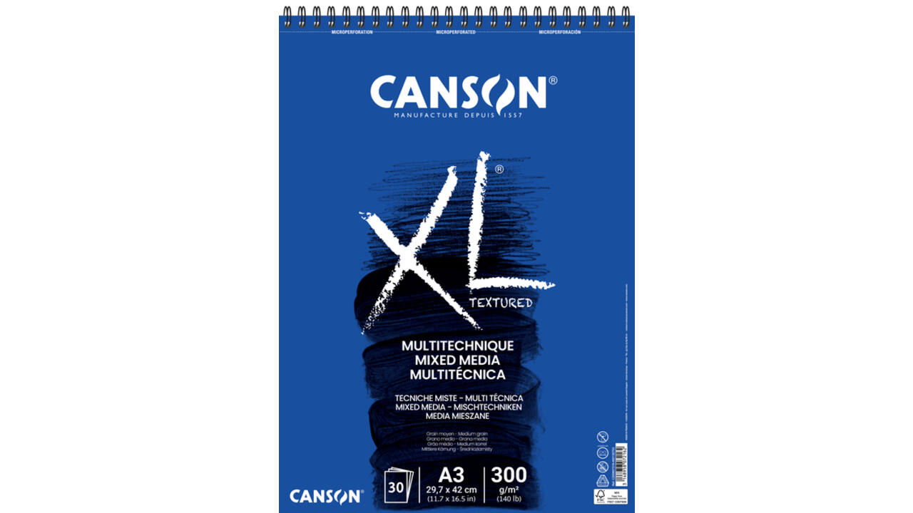 Mixed mediapapier Canson XL Textured Mixed Media 30vel 300gr A3 wit