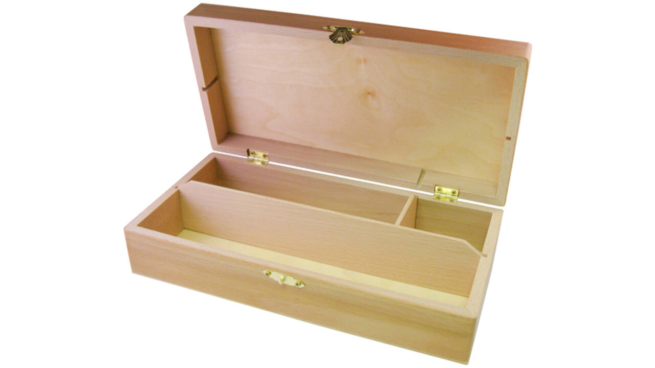 Tekendoos 27x15x8cm 3 vakken beukenhout