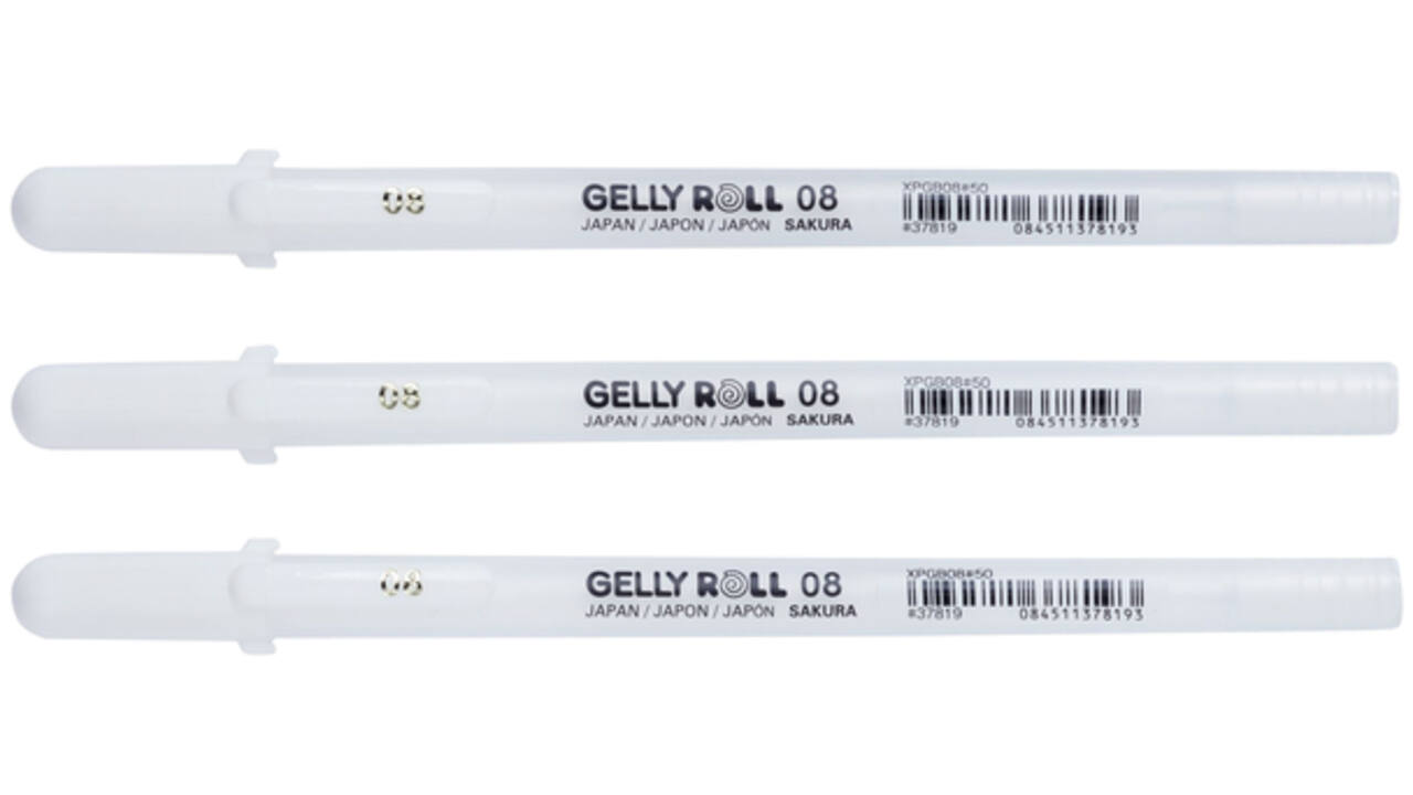 Gelschrijver Sakura Gelly Roll 08 medium 0.4mm set à 3 stuks wit
