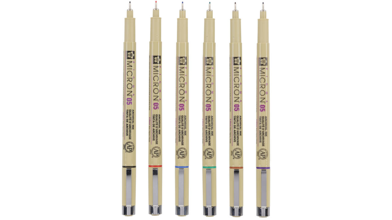 Fineliner Sakura Pigma Micron 05 basic set 6 kleuren