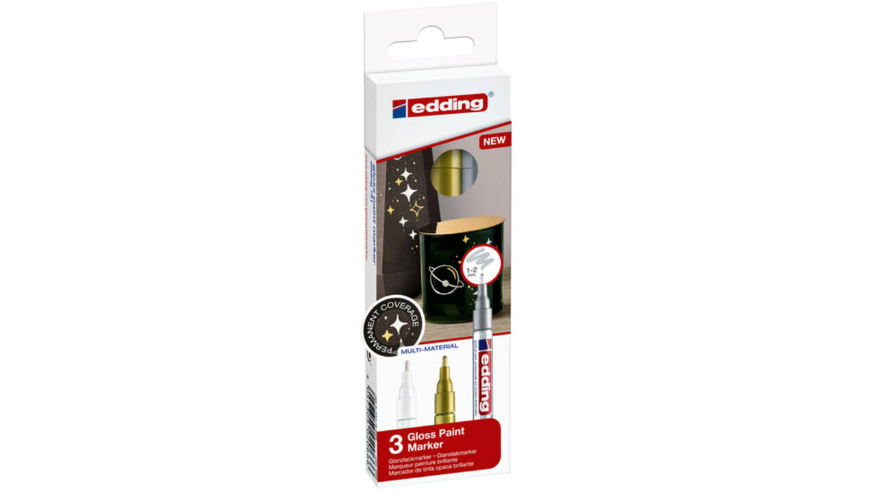 Viltstift edding 751 lakmarker rond 1-2mm metallic assorti set à 3 stuks