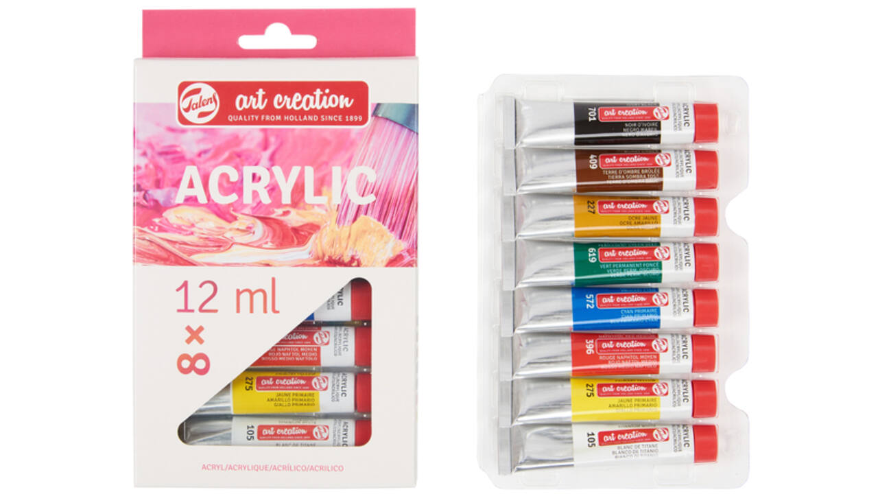 Acrylverf Talens Art Creation met stappenplan 12ml set à 8 kleuren