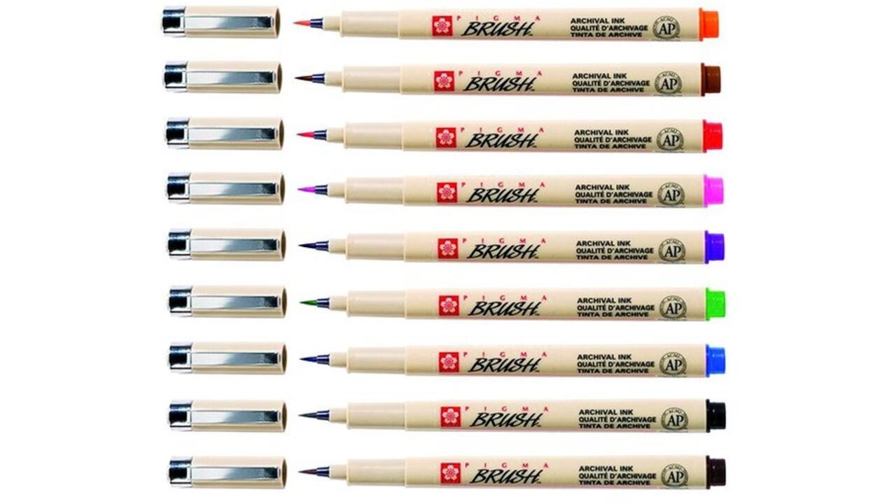 Viltift met brushpen Bruynzeel Sakura Pigma etui à 9 kleuren