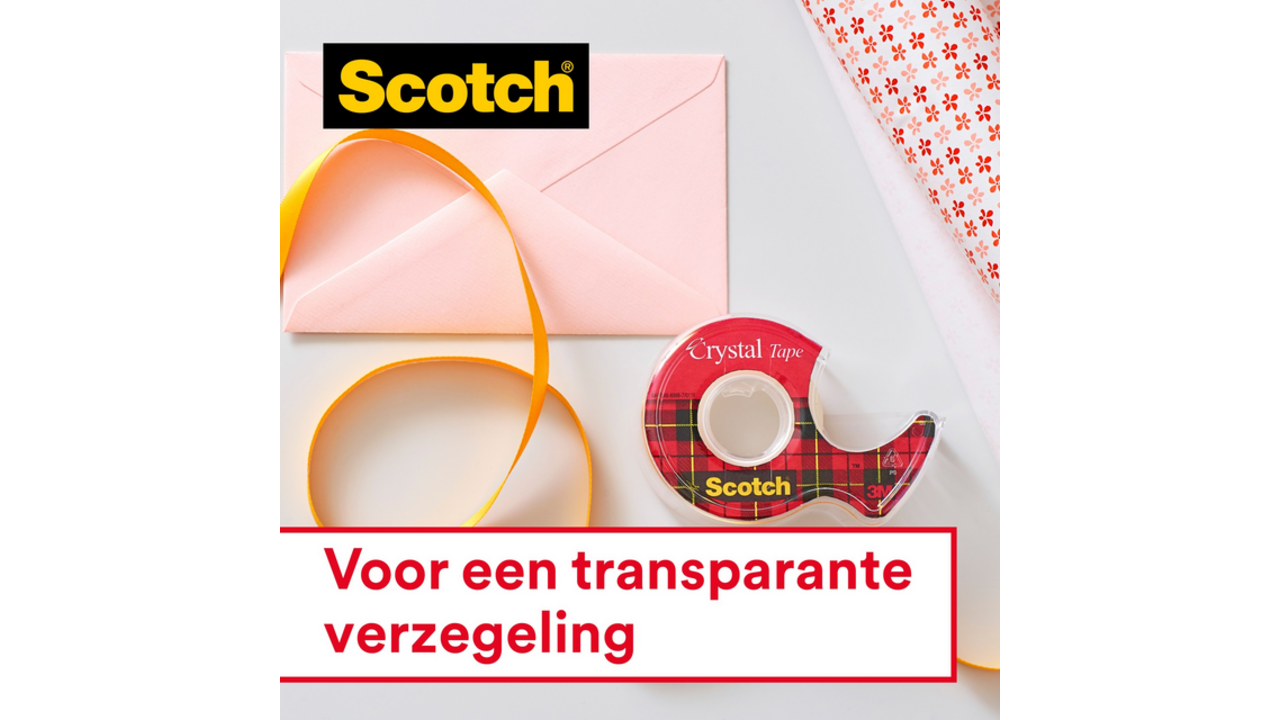 Plakband Scotch Crystal 600 19mmx15m transparant + handdispenser