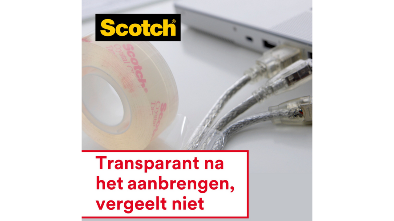 Plakband Scotch Crystal 600 19mmx33m transparant 7+1 gratis