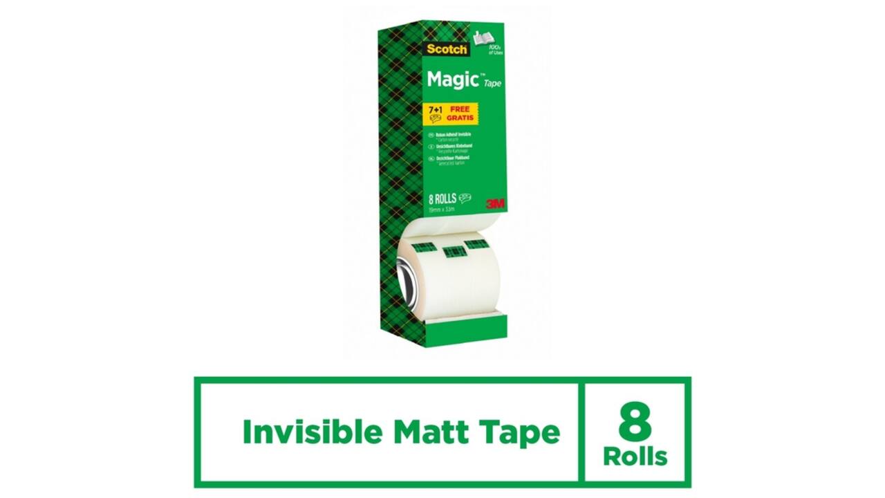 Plakband Scotch Magic 810 19mmx33m onzichtbaar mat 7+1 gratis