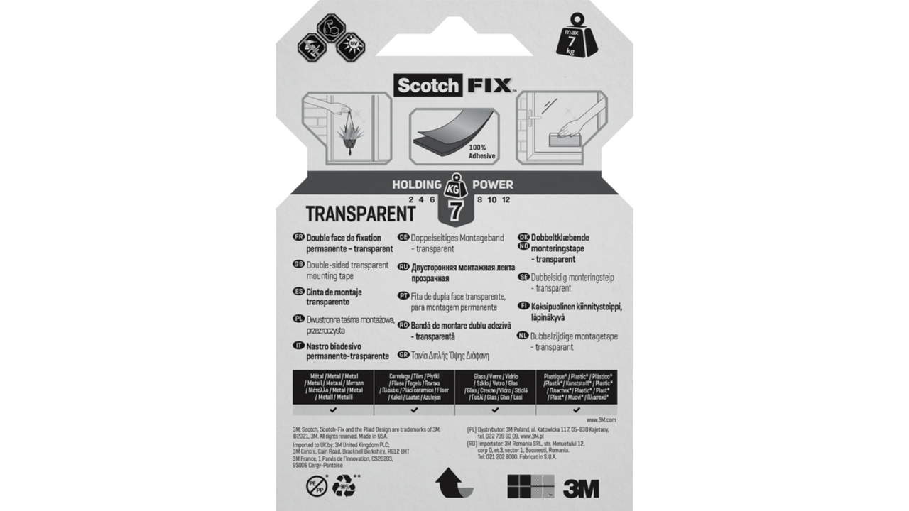 Plakband Scotch dubbelzijdig 19mmx1.5m transparant