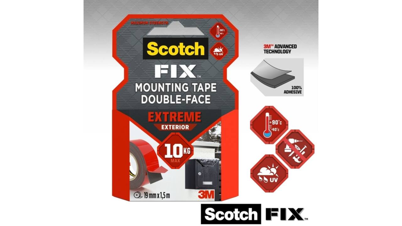 Plakband Scotch Extreme Exterior 19mm x 1,5m dubbelzijdig