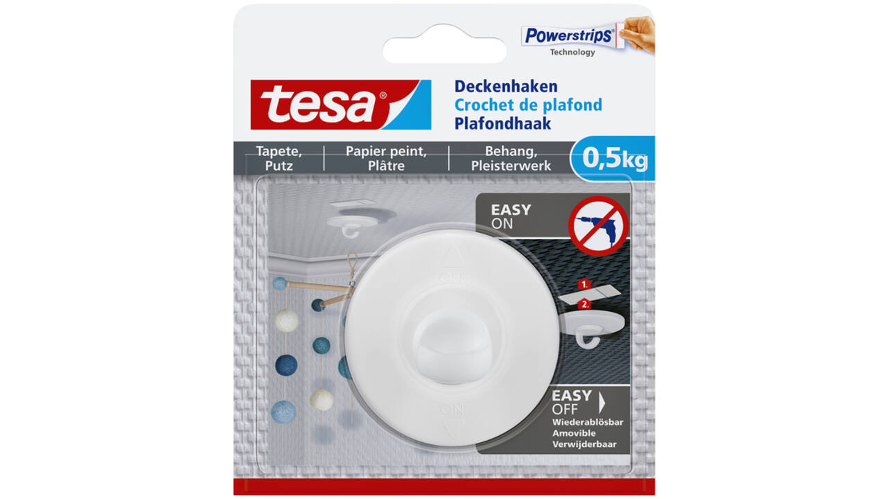 Plafondhaak tesa® behang & pleisterwerk zelfklevend 0,5 kg