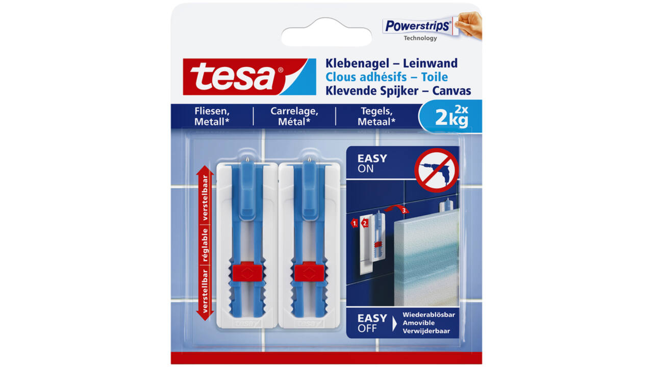 Klevende spijker tesa® canvas- tegels en metaal 2kg wit