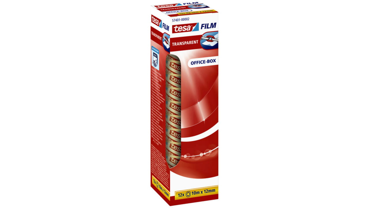 Plakband tesafilm® 10mx12mm transparant 12 rollen