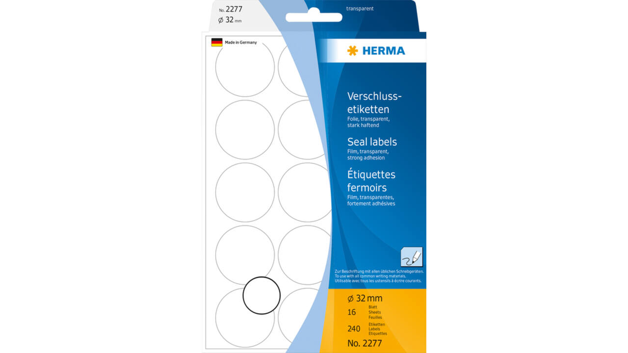 Etiket HERMA 2277 rond 32mm transparant 240stuks