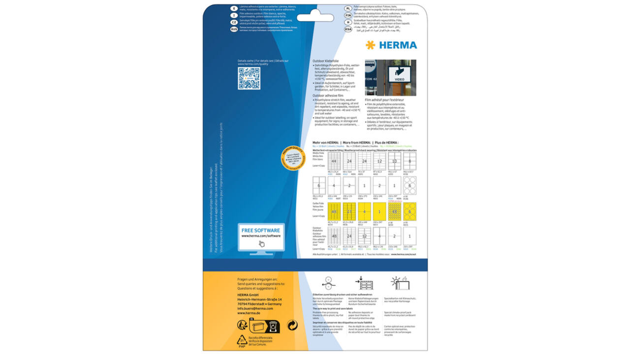 Etiket HERMA 9500 210x297mm weerbestendig wit 10stuks