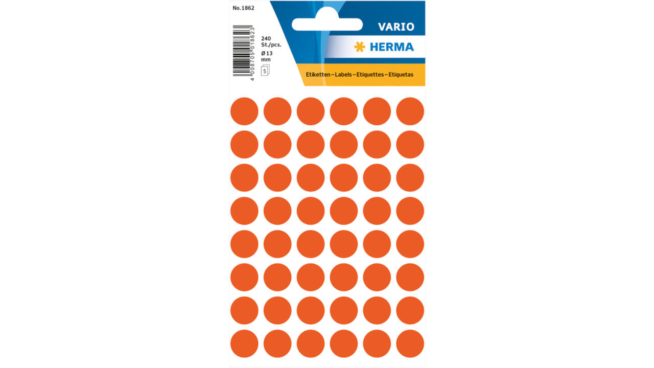 Etiket HERMA 1862 rond 12mm rood 240stuks