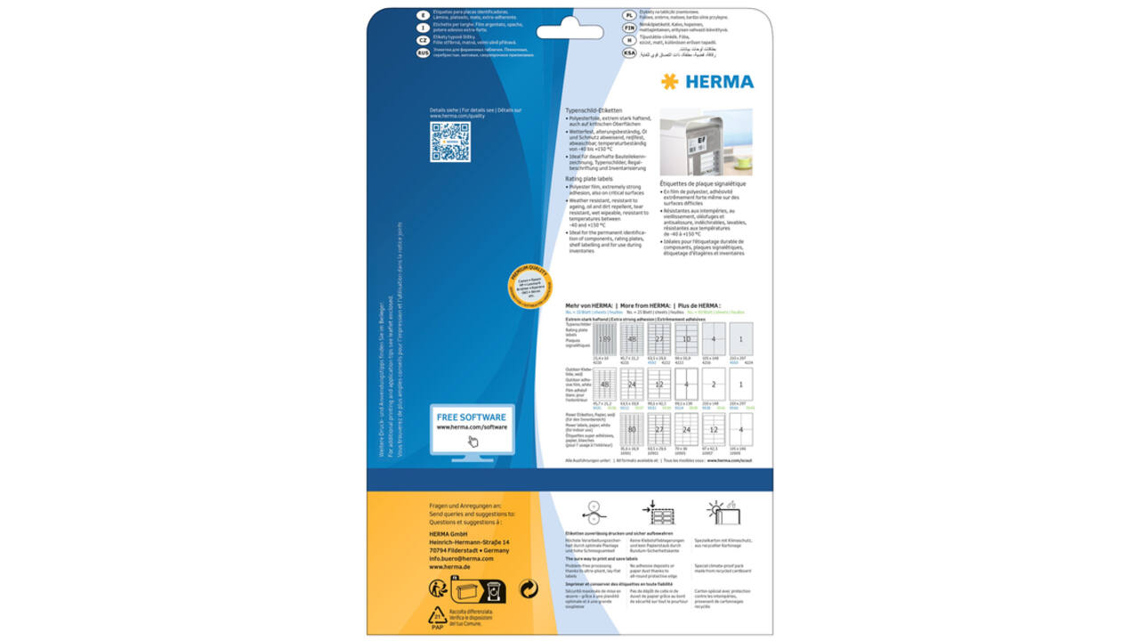 Etiket HERMA 4216 105x148mm weerbestendig zilver 100stuks