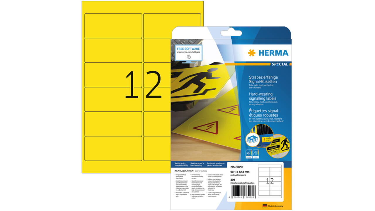 Etiket HERMA 8029 99.1x42.3mm weerbestendig geel 300stuks