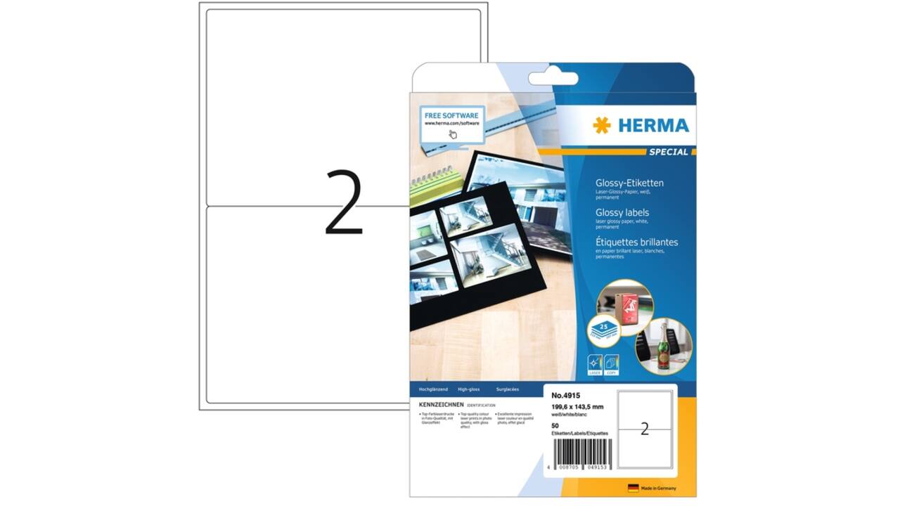 Etiket HERMA 4915 199.6X143.5mm 50st wit
