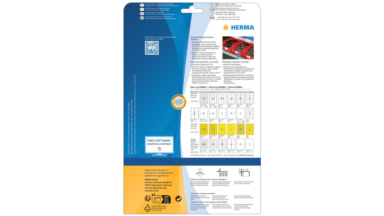 Etiket HERMA 4575 99.1x67.7mm folie wit 160stuks