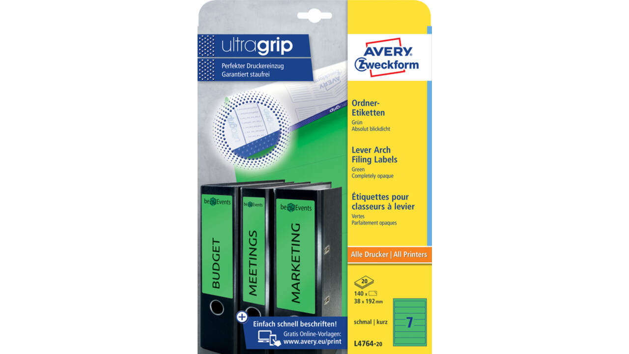 Rugetiket Avery Zweckform smal 38x192mm zelfklevend groen