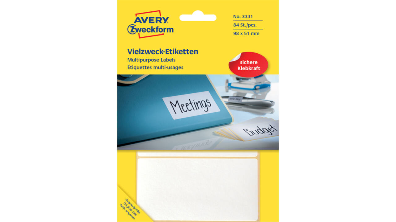 Etiket Avery Zweckform 3331 98x51mm wit 84stuks