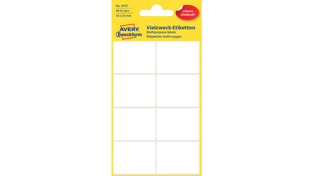 Etiket Avery Zweckform 3075 32x23mm wit 60stuks