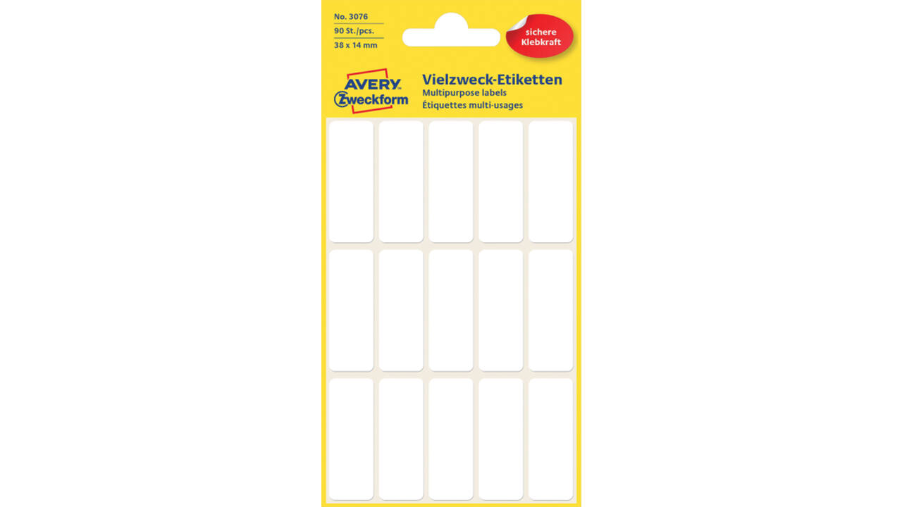 Etiket Avery Zweckform 3076 38x14mm wit 90stuks