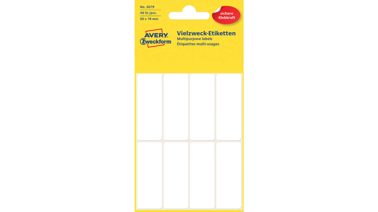 Etiket Avery Zweckform 3079 50x19mm wit 48stuks