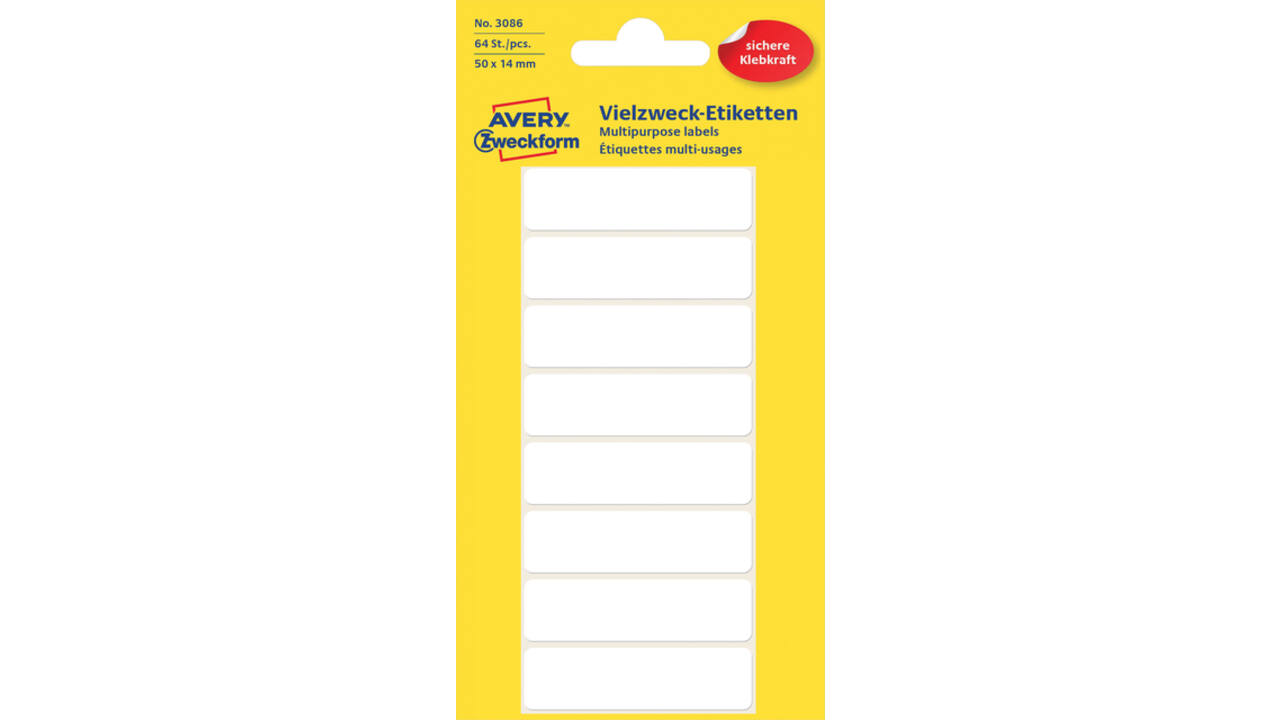 Etiket Avery Zweckform 3086 50x14mm wit 64stuks