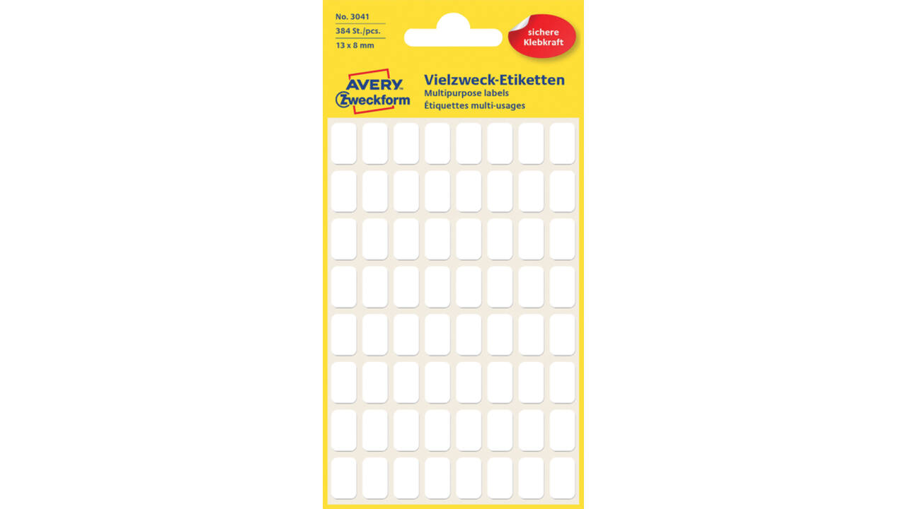 Etiket Avery Zweckform 3041 13x8mm wit 384stuks