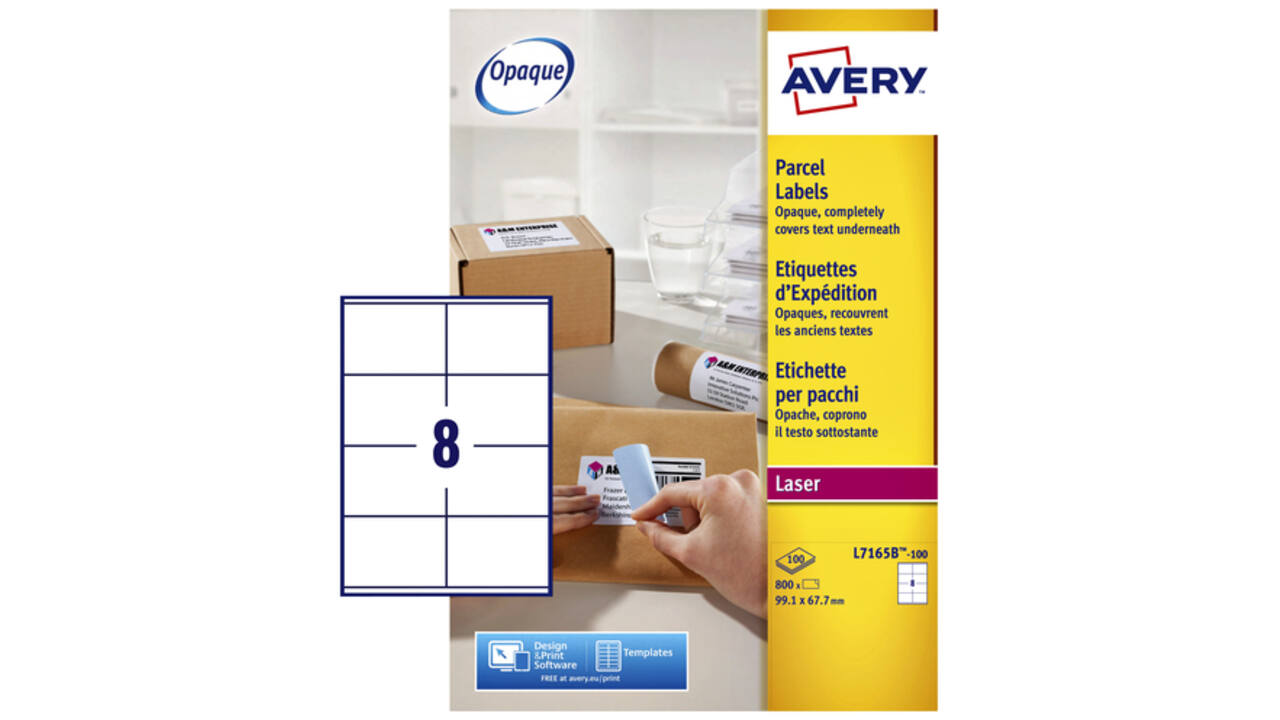 Etiket Avery L7165B-100 99.1x67.7mm blockout 800stuks