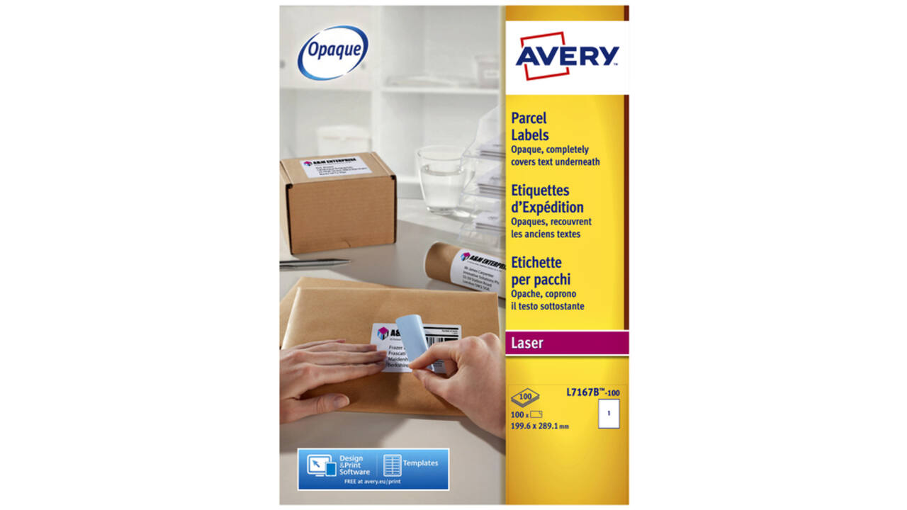 Etiket Avery L7167B-100 199.6x289.1mm blockout 100stuks