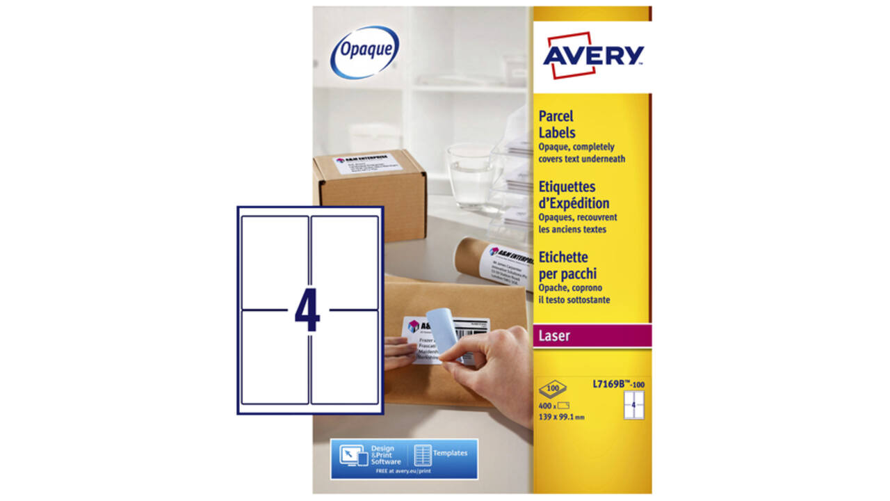 Etiket Avery L7169B-100 99.1x139mm blockout 400stuks