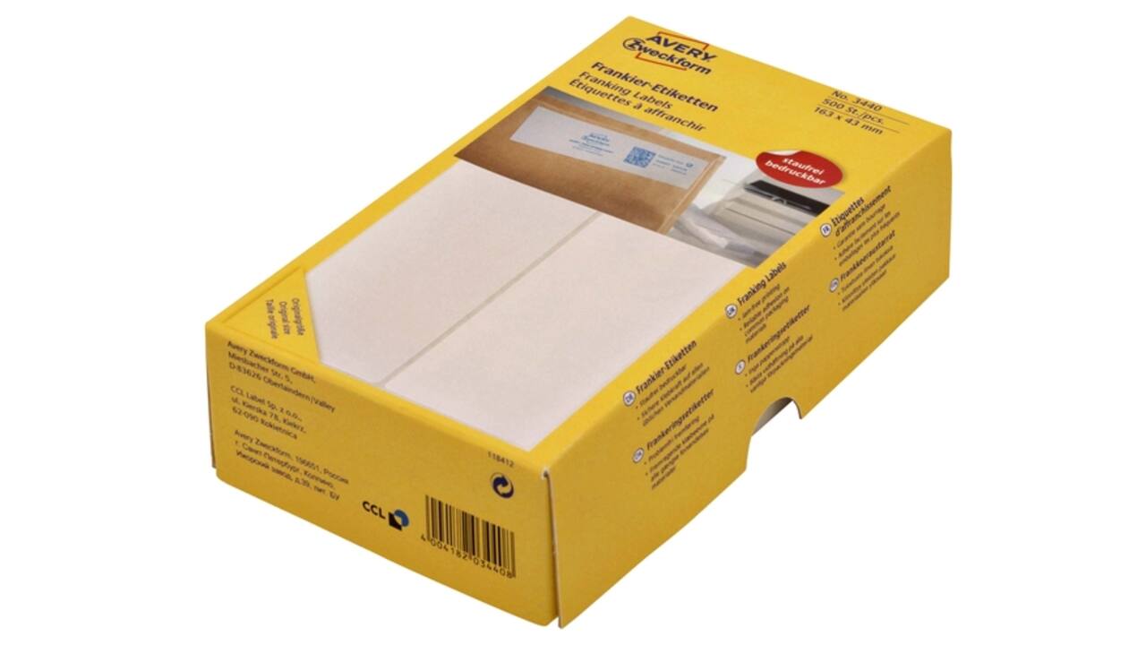 Frankeeretiket Avery Zweckform 3441 128x38mm 500stuks