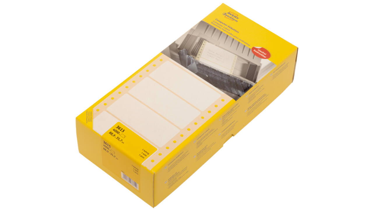 Etiket Avery Zweckform 3615 88.9x35.7mm 1-baans wit 4000stuk