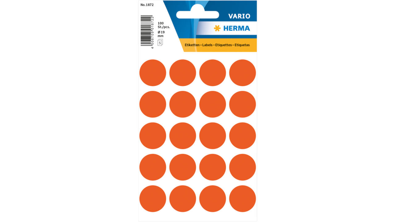 Etiket HERMA 1872 rond 19mm rood 100stuks