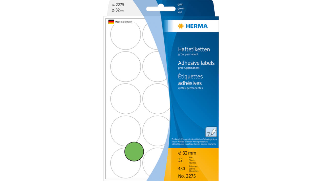 Etiket HERMA 2275 rond 32mm groen 480stuks