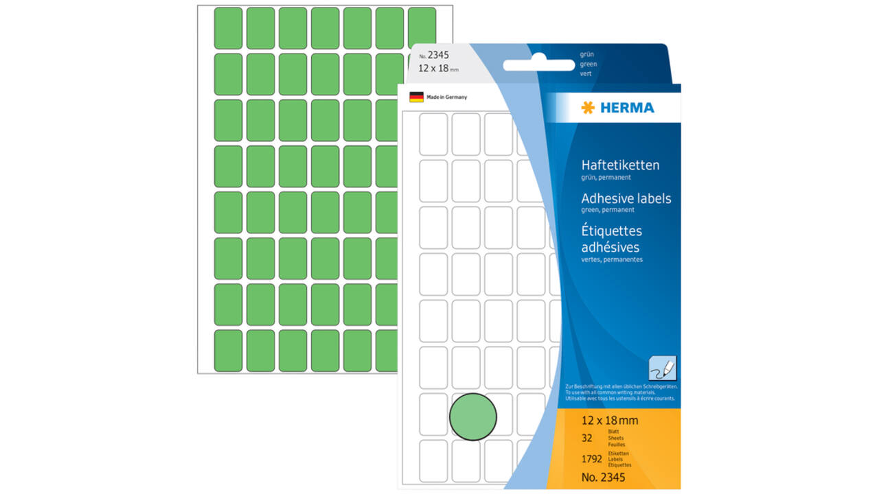 Etiket HERMA 2345 12x18mm groen 1792stuks