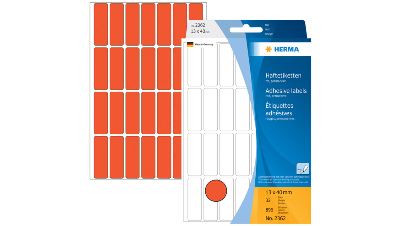 Etiket HERMA 2362 13x40mm rood 896 stuks