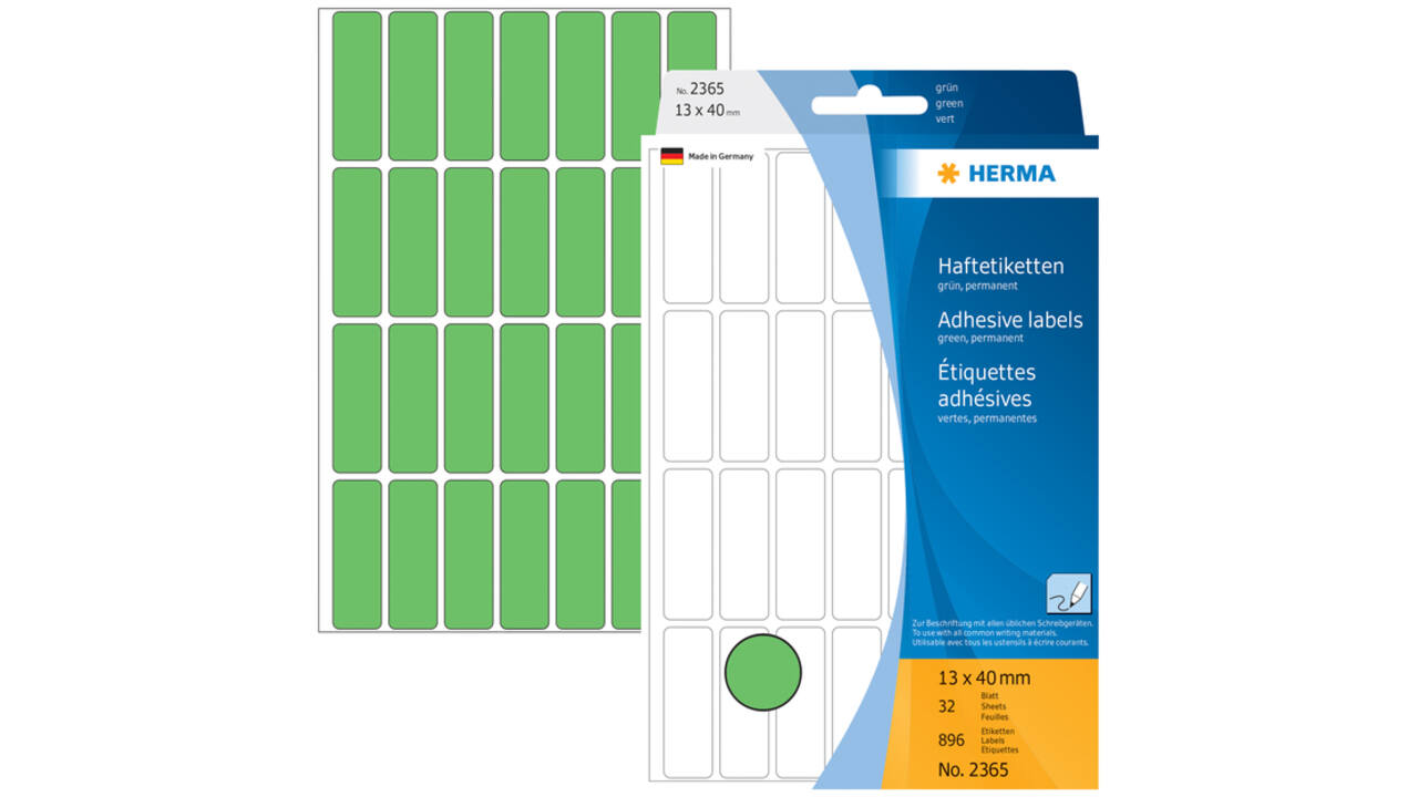 Etiket HERMA 2365 13x40mm groen 896stuks
